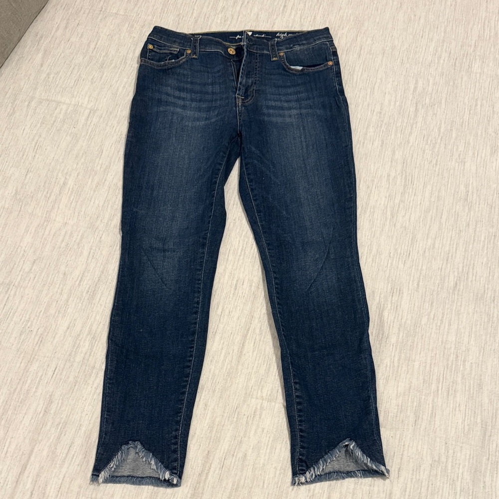 7 For All Mankind Cropped Skinny Ankle Geenevere JeansSz 27